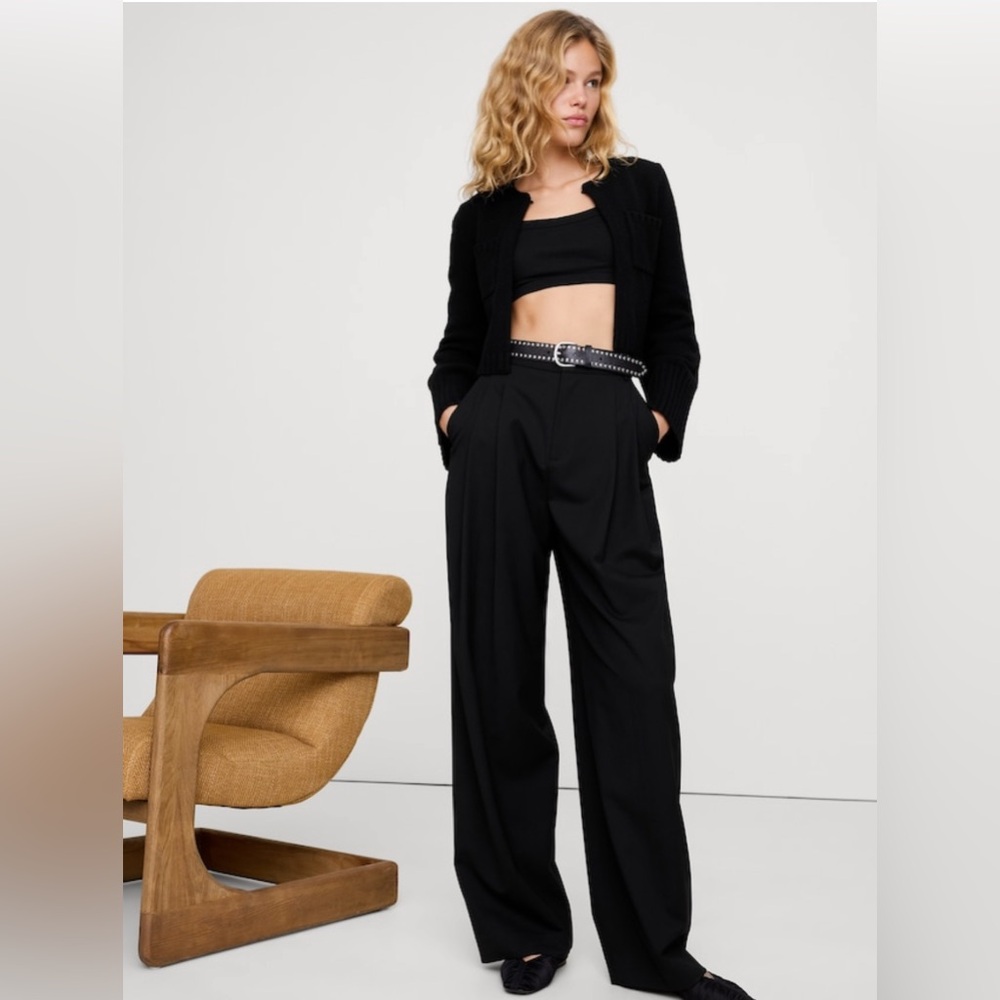NWT Banana Republic Merino-Cashmere Crop Black Cardigan Sz S (#815759)